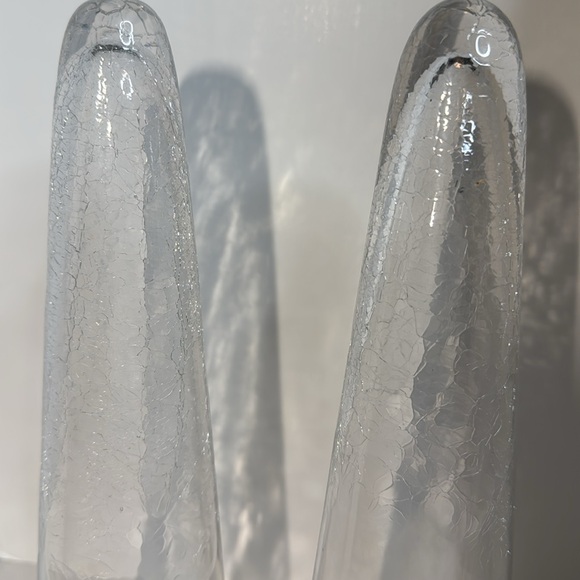 Set of 2 Crackle Glass Christmas Trees or Cone Shaped Vases.(2-C) - Picture 2 of 3